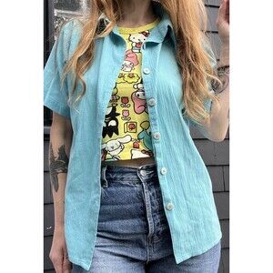 Vintage Haband Travelers Medium Shirt Short Sleeve Pearl Snap Polyester